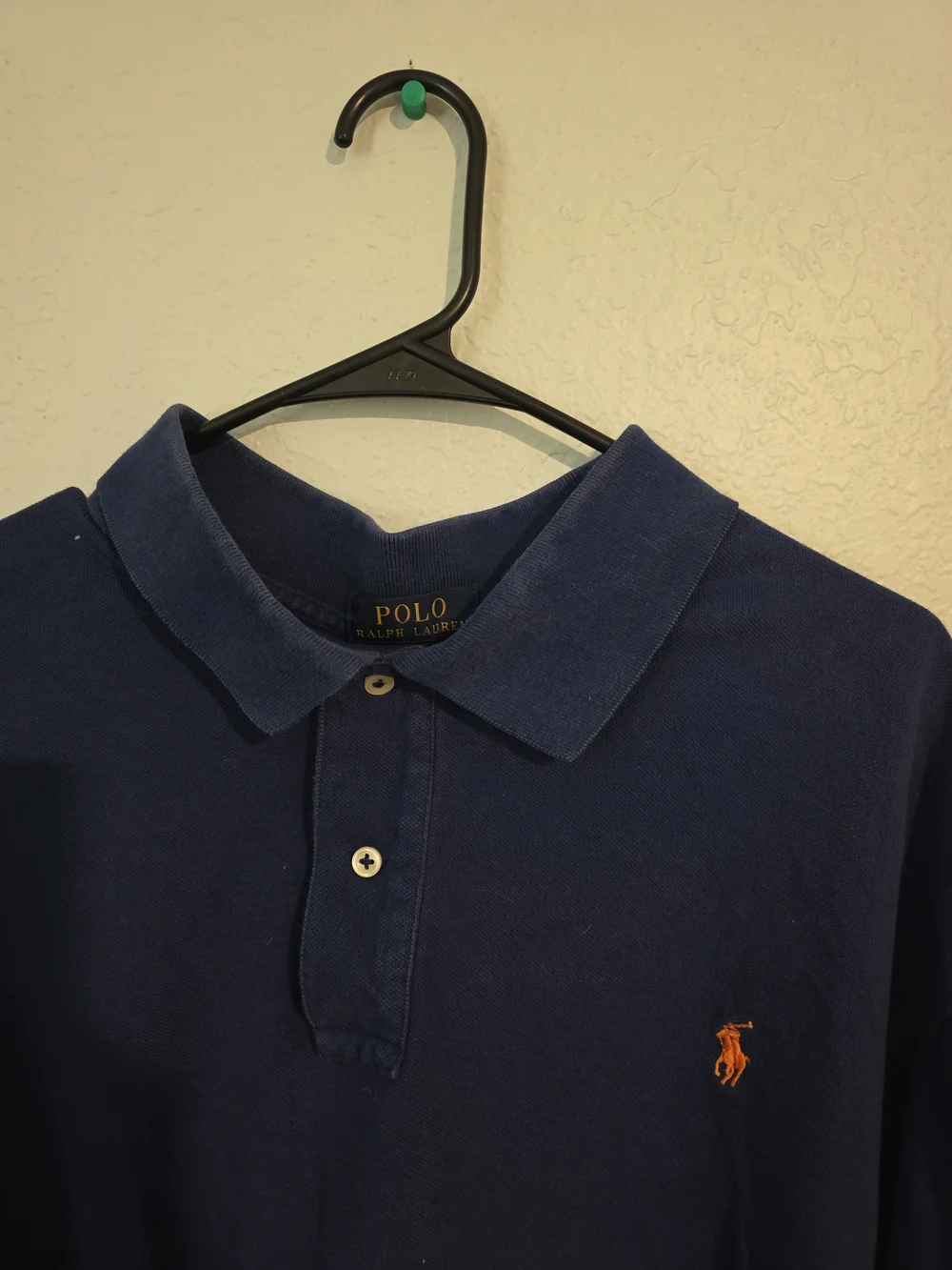 Ralph Lauren Navy Polo Shirt with Orange Pony Embroidery